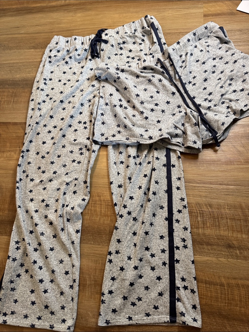 Lucky Brand Heather Gray Pajama Set with Navy Star Print
